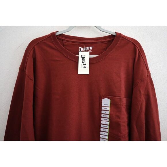 Duluth Men's Sz XL Burgundy Relaxed Fit Longtail L/S Crew Neck T-Shirt w/Pocket - Picture 3 of 10